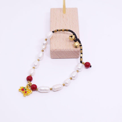 Aniaml Pearl Handmade Bracelet RedStone Sky Bead Fashion Round Bead Bracelet