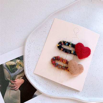 Dopamine Wool Felt Heart Hairpin Cute Plush Hair Clip Fashion Accessories