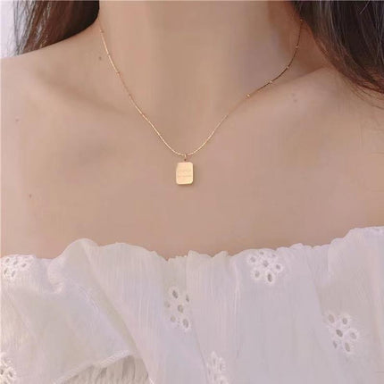 Titanium Steel Sunflower Square Charm Floral Necklace Gift For Woman Lady - Aimall