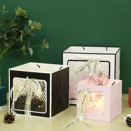 20PCS Open Window for Flower Doll Wedding Gift Transparent Square Packaging Bag