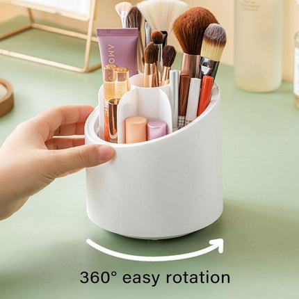 2PCS Large Capacity 360 Degree Rotating Makeup Brush Storage Box Dustproof with Lid