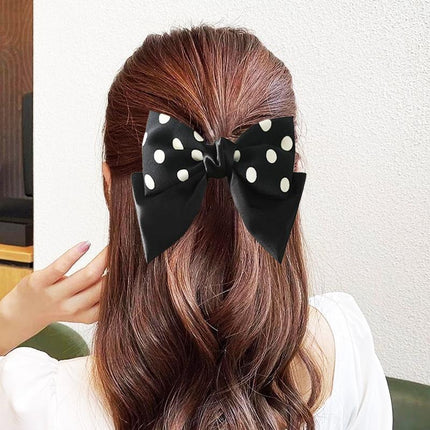 Girls Women Bow Ribbon Polka dots Hair head clip barrette headwear Korean Style - Aimall