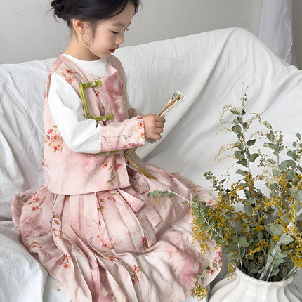 Girls Hanfu Dress Spring Traditional Chinese Outfit Colourful Skirt