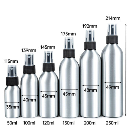 10pcs Travel Size Refillable Aluminum Spray Bottles Toner Cleaning Solution Mist