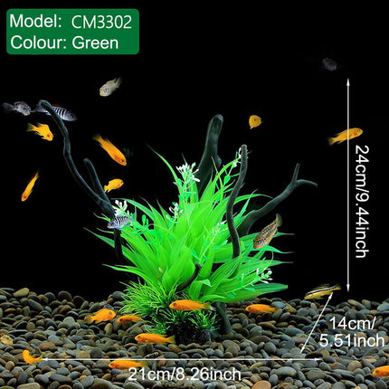Aquarium Landscaping Decoration Artificial Wood and Plants Fish Tank Ornament