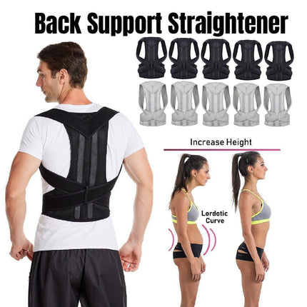 Adjustable Back Posture Corrector Brace Lumbar Shoulder Support Belt for Unisex