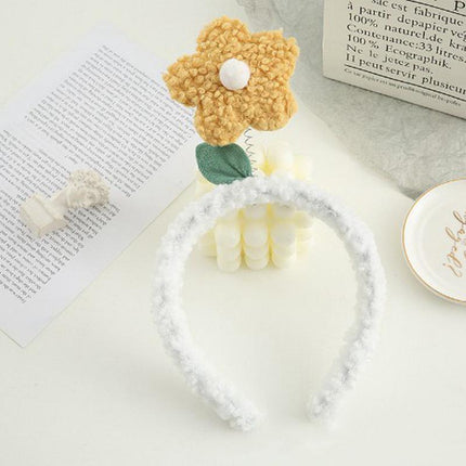 Cute Sunflower Headband Girl Women Party Hair Band Lamb Wool Hoop Clip Face Wash - Aimall