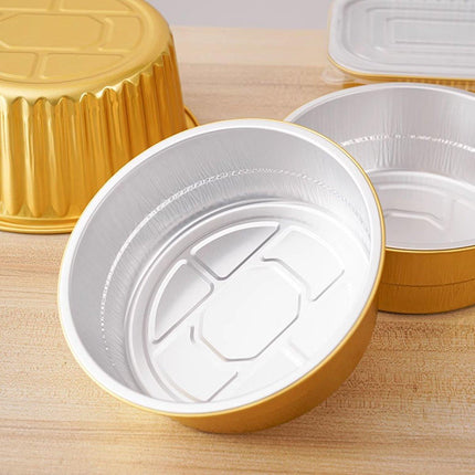 50PCS Thickened Round Aluminum Foil Containers with Plastic Lids