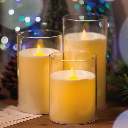 Led Flameless Electric Candle Lamp Acrylic Glass Simulation Flickering Christmas