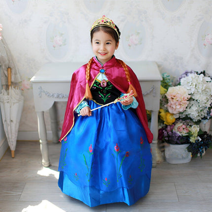 Girls Dress Frozen Anna Long Sleeve Princess Dress AU - Aimall