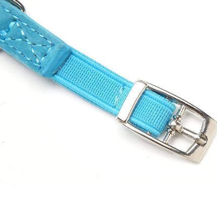 Cat Collar Suede Kitten Pet safety elastic Adjustable Bell Heart Bling Pink blue - Aimall