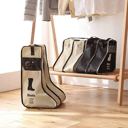 4PCS Beige Travel Shoe Bag Home Boot Storage Visual Dustproof Long Short Covers