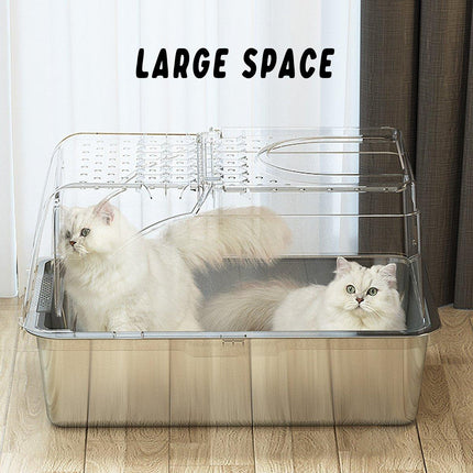 Durable Stainless Steel Cat Litter Box Pan Pet Toilet Odor Control Tray Large
