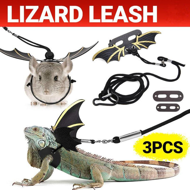 Lizard Harness Leash Bearded Dragon+Cool Leather Wings Reptile Adjustable - Aimall