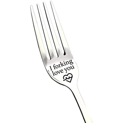 I forking love you Engraved Stainless Steel Fork w/ Gift Box Lover Best Present - Aimall