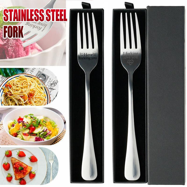 I forking love you Engraved Stainless Steel Fork w/ Gift Box Lover Best Present - Aimall