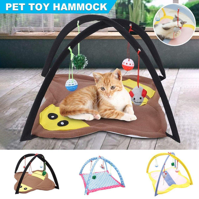 Breathable Pet Hammock Cat Bed with Fun Cartoon Bell Toy Cat Tent Supplies