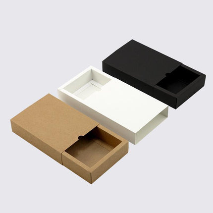 100PCS DIY Paper Box Drawer Type Jewelry Packing Box Tea Gift Cosmetics Black - Aimall