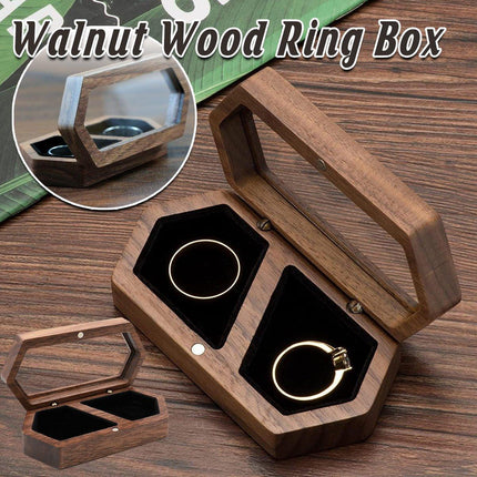 Elegant Black Walnut Wooden Ring Box Jewelry Diamond Proposal Gift Display Box