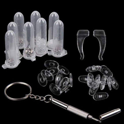 Eyeglasses Repair Kit Box Screws Silicone Nose Pads Bracket Glasses Accessories