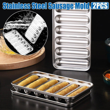 2PCS Stainless Steel Sausage Molds DIY Meat Ham Maker for Baby Food Tool