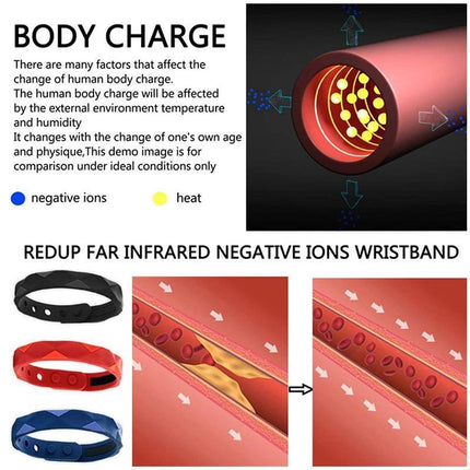 RedUp Far Infrared Negative Ions Wristband, Anti-Static Silicone Sport Bracelets - Aimall