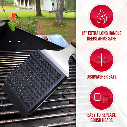BBQ Grill Cleaning Brush Heavy Duty Wire Scraper for Outdoor Grill Maintenance