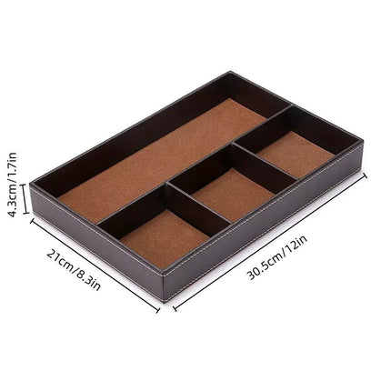 Leather Desktop Organizer Multi-functional Storage Tray Key Jewellery Box