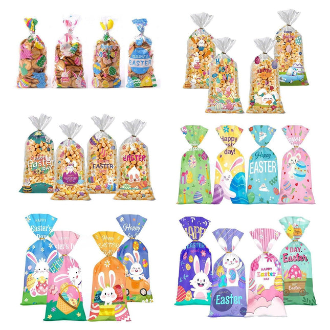 150pcs Easter Candy Gift Bags Party Favour Flat Pouches Holiday Treat Bags