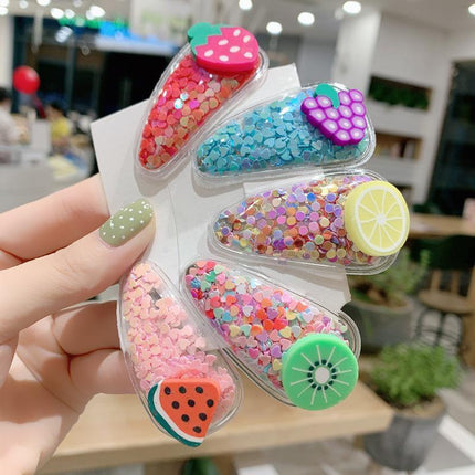 2PCS Cartoon Fruit Sequins Girl Hair Clips Baby Transparent Kids Birthday Party - Aimall