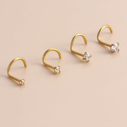 Stainless Steel Nosepiece with Gold Nose Stud Stylish Piercing Jewellery Women