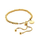 Ladies 18K Gold Plated Titanium Steel Chain Bead Ball Bracelet Cuff Gift - Aimall