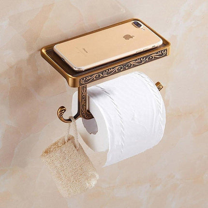 Aluminum Wall Mounted Bathroom Toilet Paper Holder Rack Phone Towel Tissue Roll