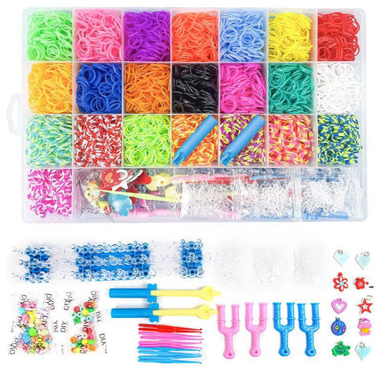 6800PCS Loom Bands Kit Bracelet Mixed Colour Rubber Refill Clip Hook Charms DIY - Aimall
