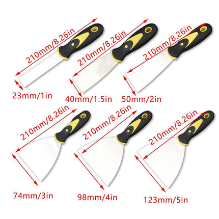 6PCS Stainless Steel Putty Knife Set Scraper Trowel Tool Kit for Cleaning Paint