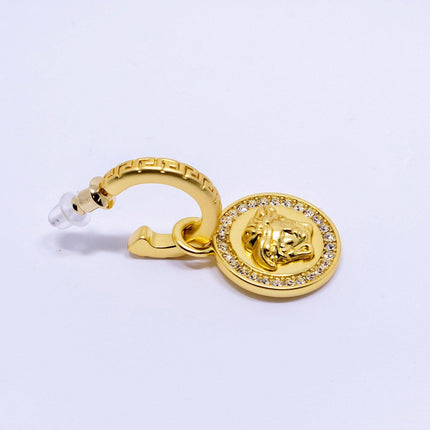 Vintage Medusa Portrait Round Earrings Elegant Fashion Jewelry for Women Gift