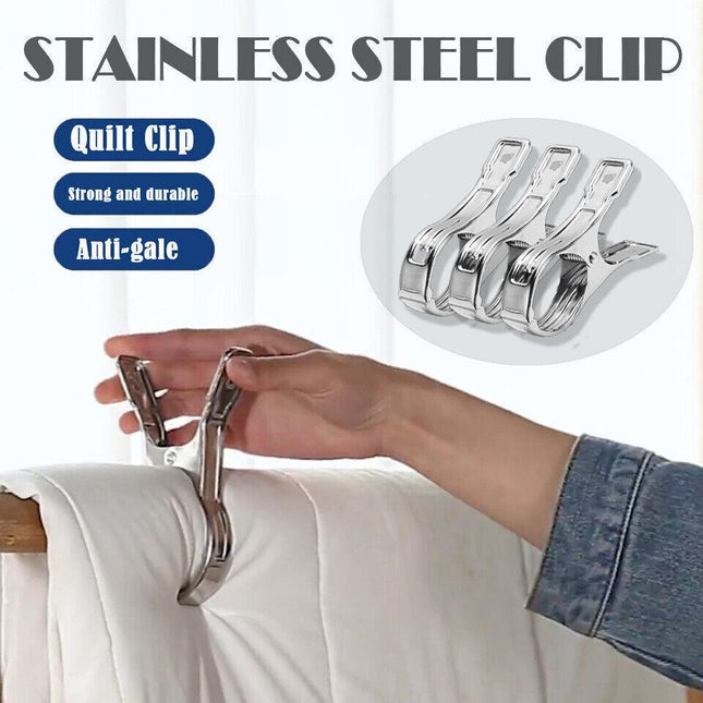 Large Stainless Steel Clothes Pegs Hanging Clip Laundry Windproof Clamp - Aimall