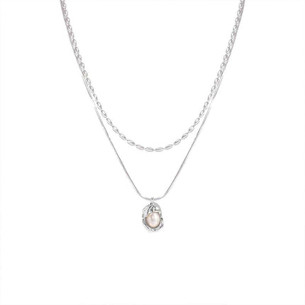 Love Butterfly Pearl Tassel Double Layer Necklace Elegant Jewelry Women Fashion