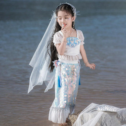 Summer Princess Hanfu Dress for Girls Cute Chinese Traditional Outfit