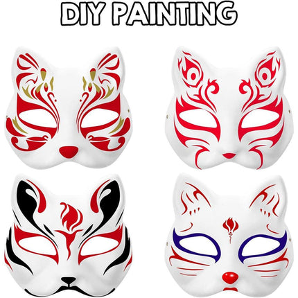 3PCS White Cat Face Mask DIY Blank Hand Painted Craft Masks Party Art