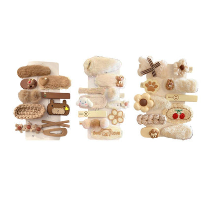 Children Plush Hair Clip Bangs Clip Cartoon Barrettes Korean Style Kids Hairpin - Aimall