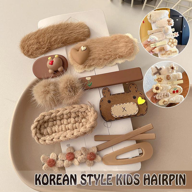 Children Plush Hair Clip Bangs Clip Cartoon Barrettes Korean Style Kids Hairpin - Aimall