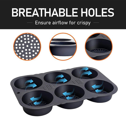 6 Cavity Silicone Hamburger Bun Pan Non Stick Burger Bread Mold Pans Baking Tool