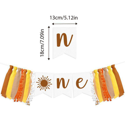 Birthday Party Flag High Chair Decoration Sun Theme Baby Flag Cloth Flowers