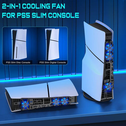 PS5 Slim Cooling Fan For PS5 Slim Disc/Digital Console Cooler Fan LED USB 3.0