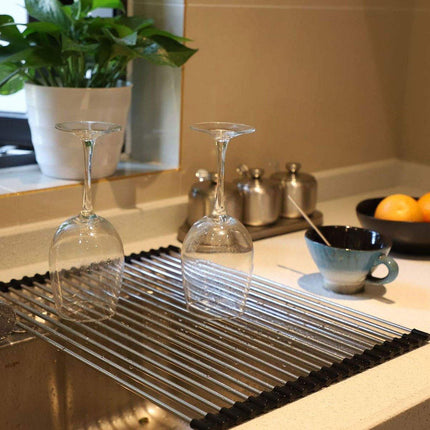 Multifunctional Stainless Steel Draining Rack Folding Sink Organizer for Kitchen