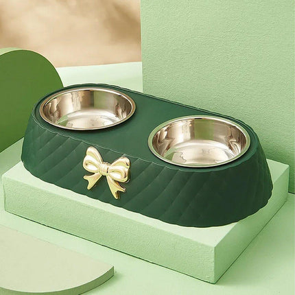Stainless Steel Double Pet Bowl Non-Slip Anti-Knock Dog Cat Feeder Utensils