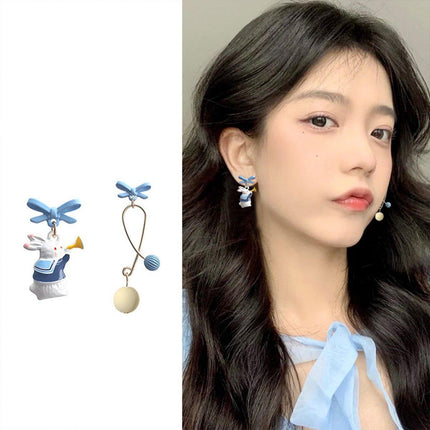 Cute Bunny Asymmetrical Earrings Sweet Jewelry Women Fashion Accessories