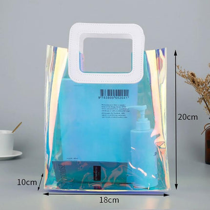 Clear PVC Tote Bag Transparent Laser Jelly Bag Plastic TPU Handbag for Women
