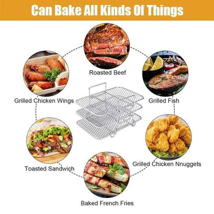 304 Stainless Steel Multi Layer Detachable Air Fryer Mesh Thickened Grill Shelf